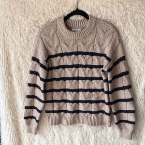 LC Lauren Conrad Beige and Navy Striped Sweater